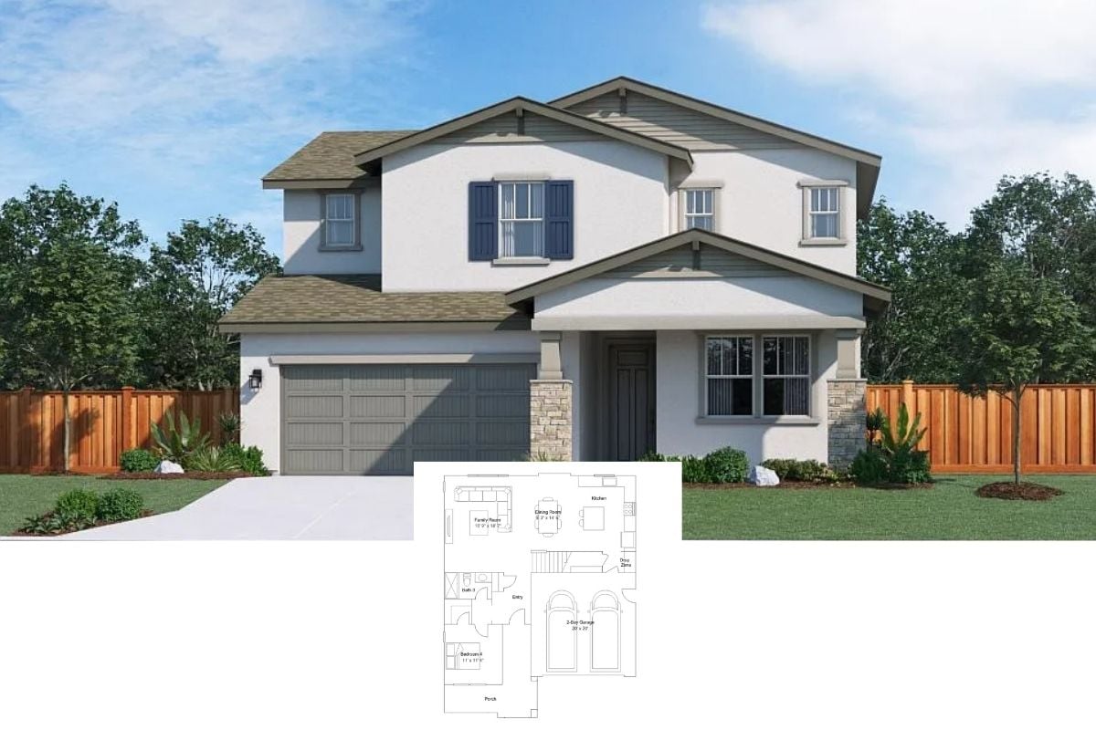 4-Bedroom Single Family Home with Two-Car Garage (2,287Sq. Ft. Floor Plan)