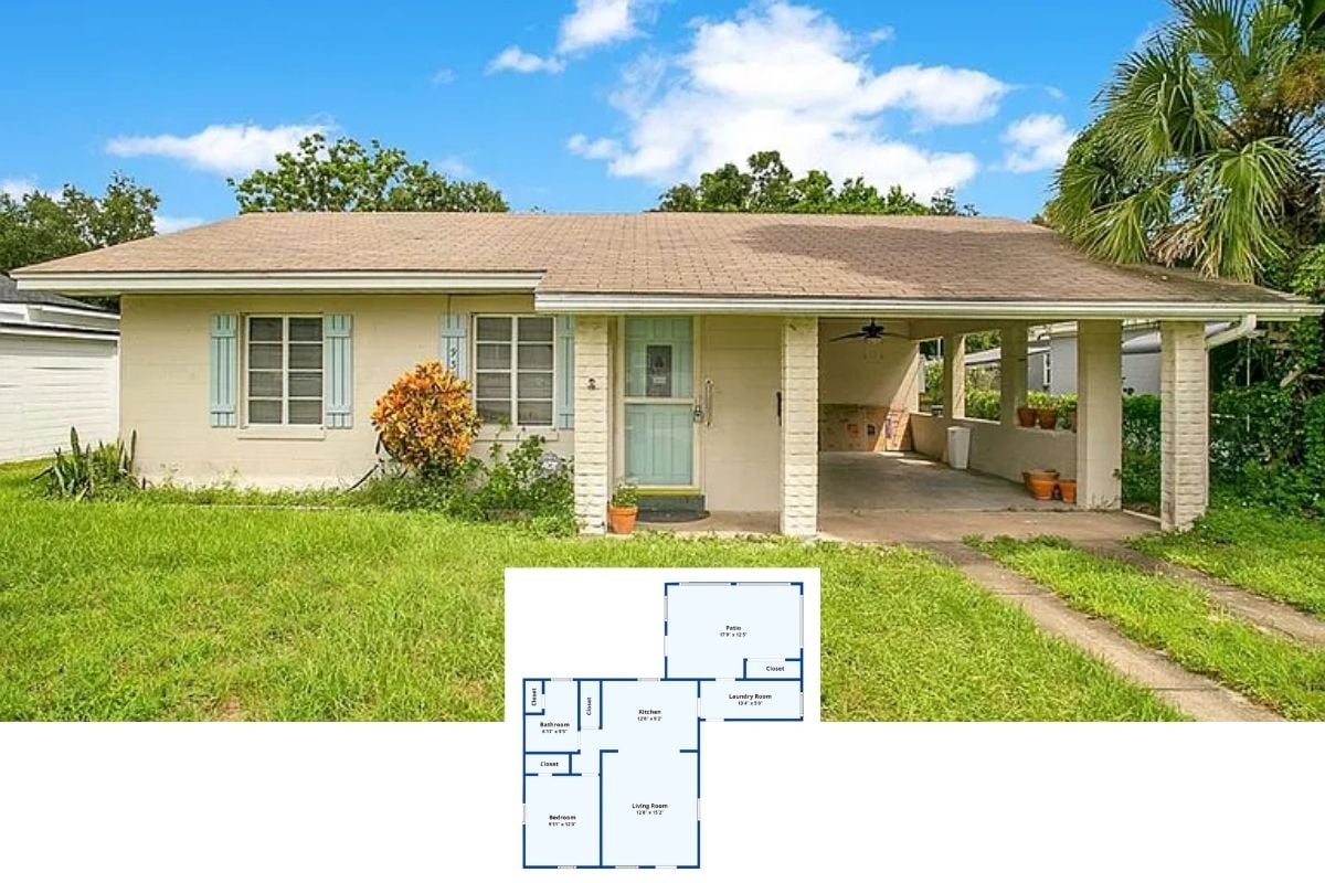 2-Bedroom Single Family Home with Patio (1,000 Sq. Ft. Floor Plan)
