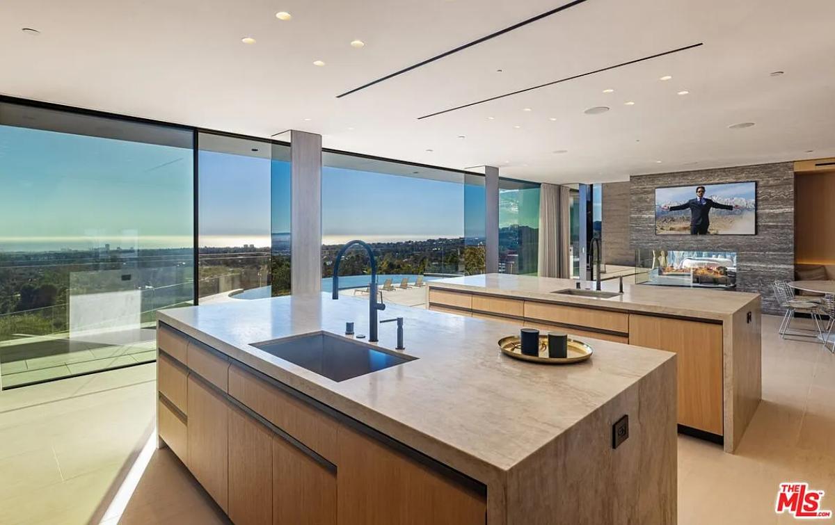 Kitchen with dual island prep areas.