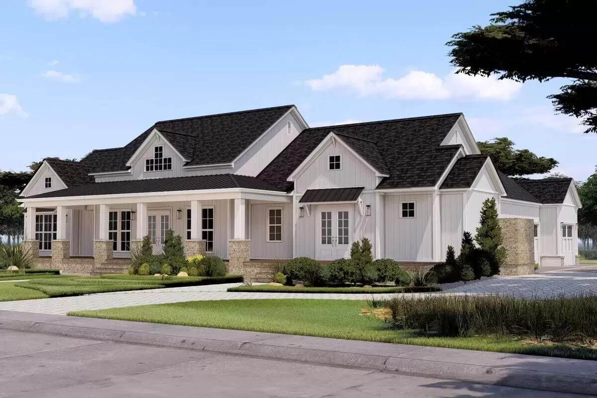 3-Bedroom Farmhouse for a Corner Lot with Wraparound Porch (Floor Plan)