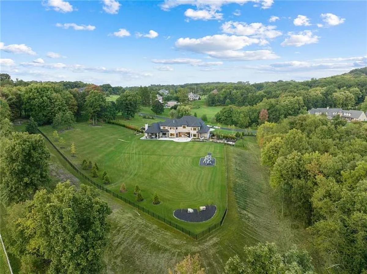 Aerial view of the property.
