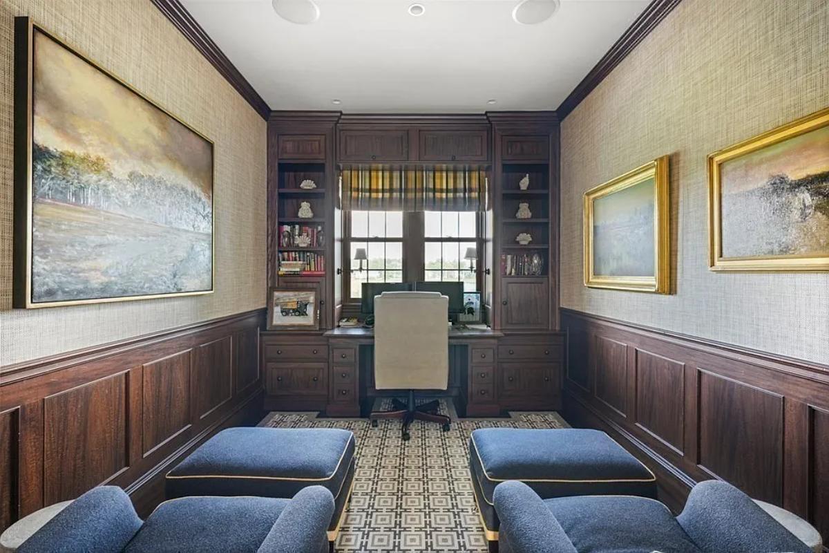 Home office with couches.