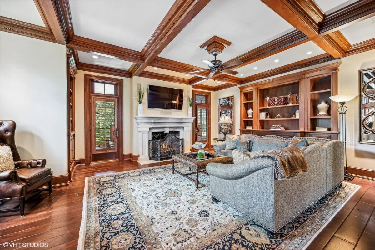 Living room with a fireplace.