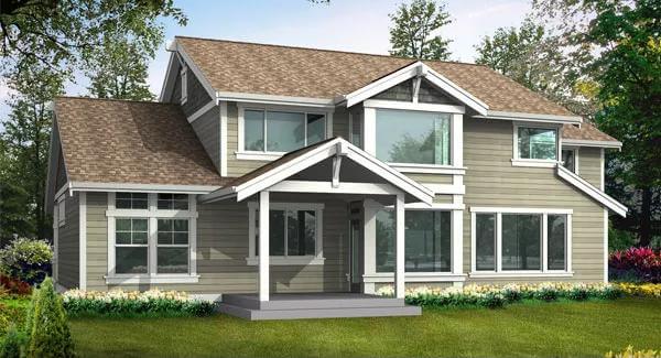 Rear rendering of the craftsman style 3-bedroom Rockmore home.