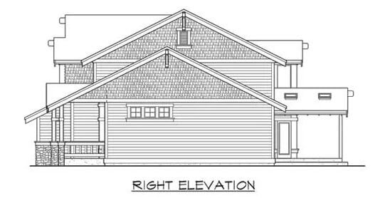Front elevation sketch of the craftsman style 3-bedroom Rockmore home.