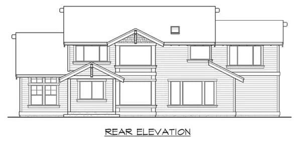 Rear elevation sketch of the craftsman style 3-bedroom Rockmore home.