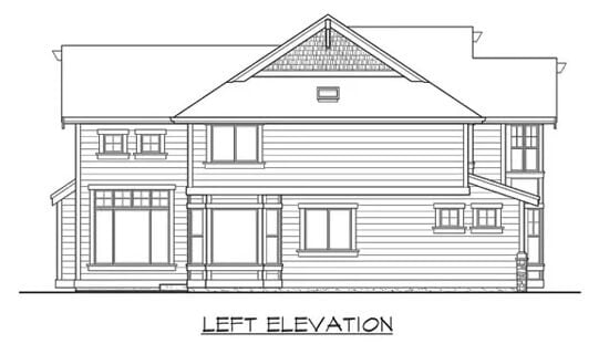 Left elevation sketch of the Hazelwood 3-bedroom farmhouse.