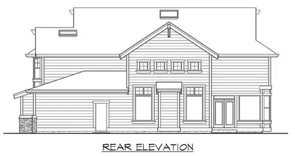 Rear elevation sketch of the Hazelwood 3-bedroom farmhouse.