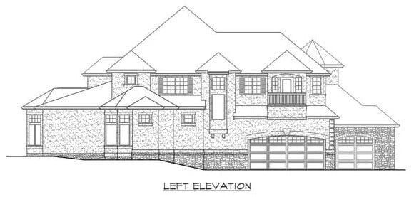 Left elevation sketch of the 4-bedroom traditional style Kaslo home. 