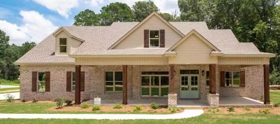 Ridgeside B 4-Bedroom Traditional Country Home for a Corner Lot with Large Front Porch (Floor Plan)