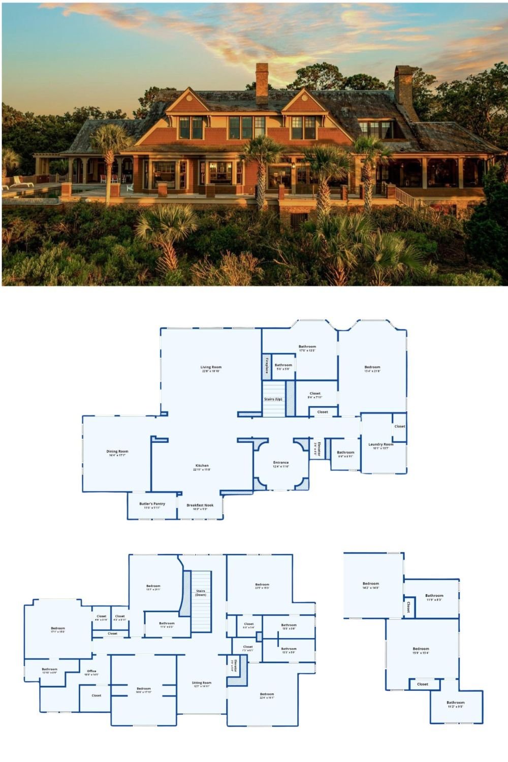 10-Bedroom Estate with Guest Houses and 3-Car Garage (6,540 Sq. Ft. Floor Plan)