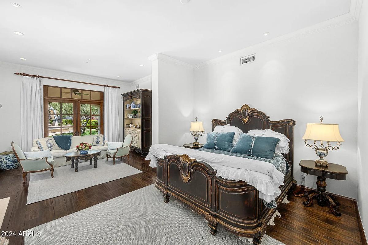 Bedroom with a living space.