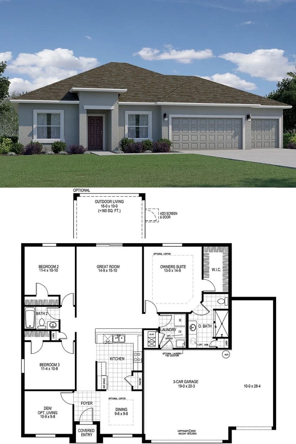 3-Bedroom Single Family Home with Three-Car Garage