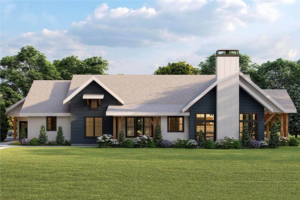 Farmhouse Style 2-Bedroom Home with Covered Patio and 2-Car Side-Loading Garage (Floor Plan)