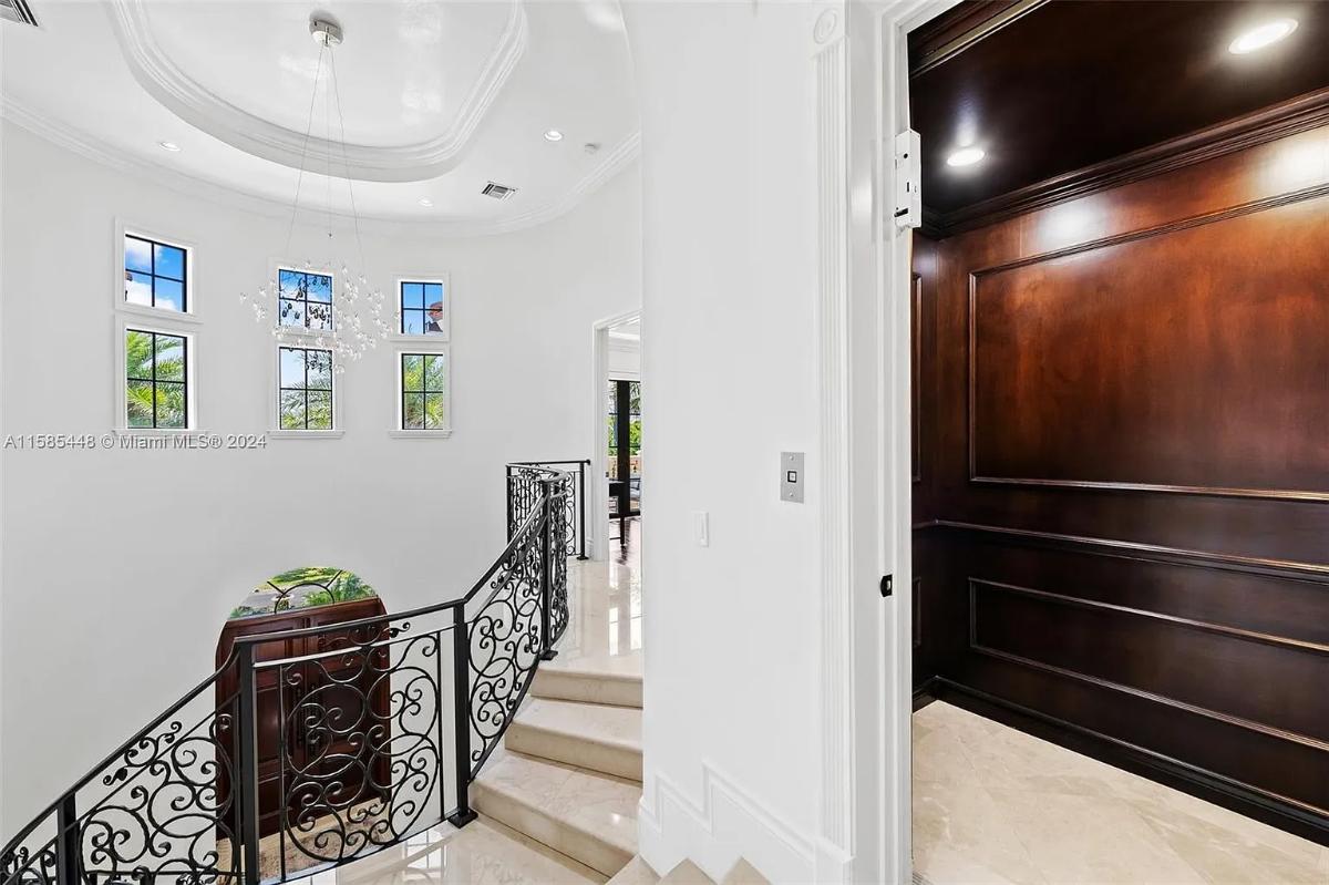 Elevator and stairs.
