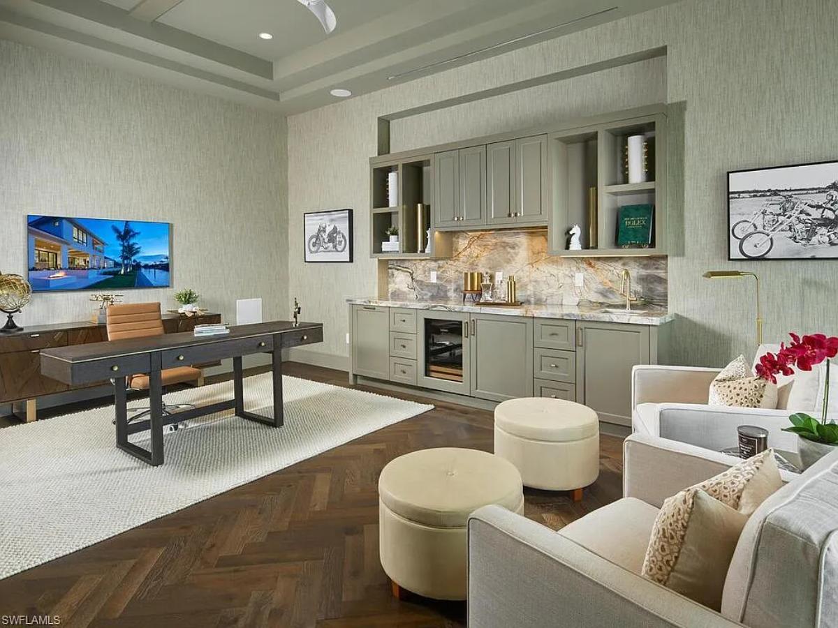 Home office with couches.