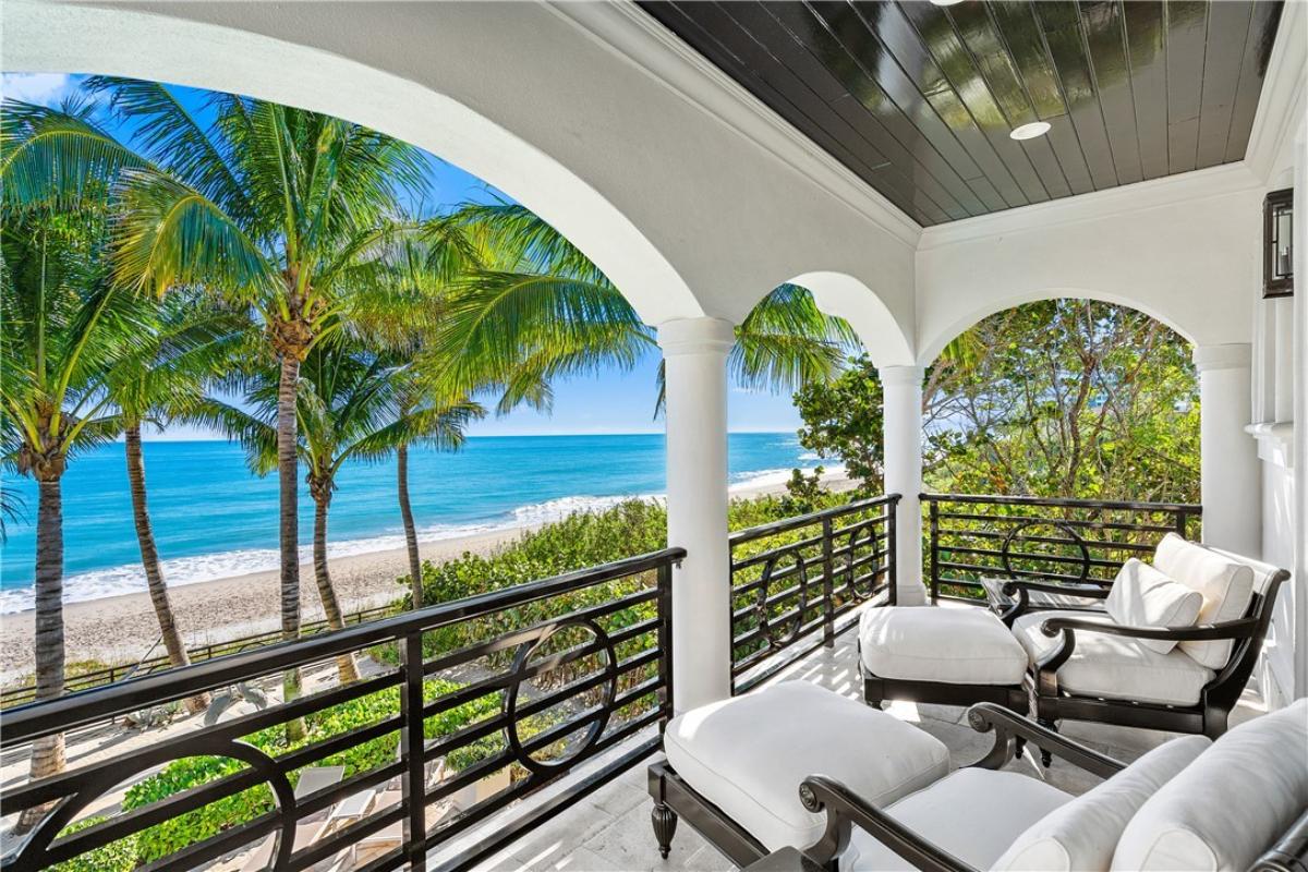 Balcony with ocean views.