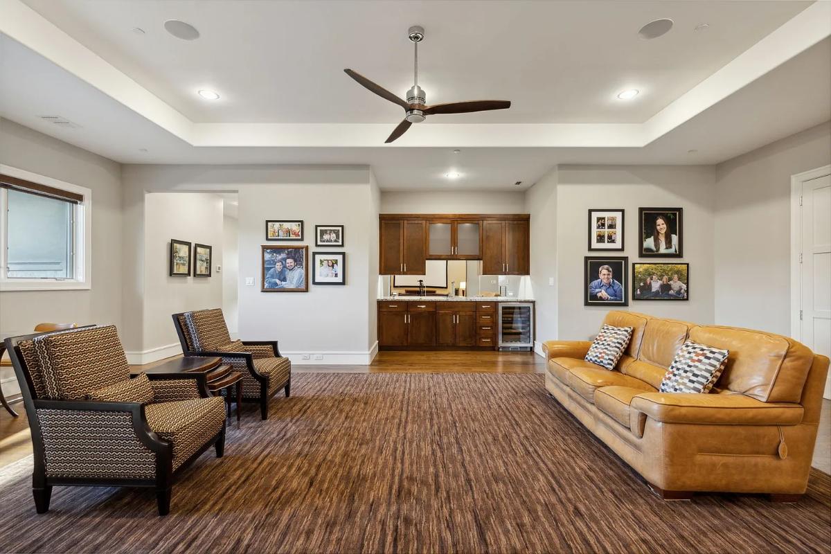Family room with couches.