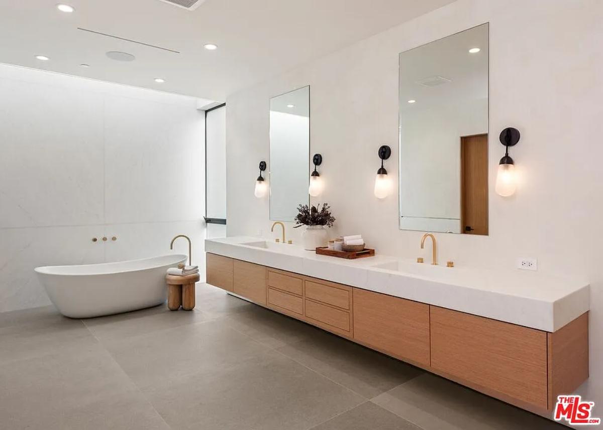 Bathroom with a soaking tub.
