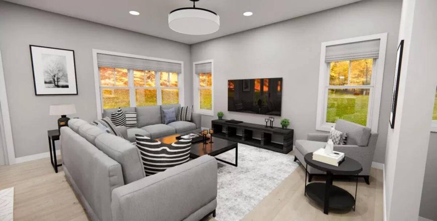 Traditional-Style 3-Bedroom Home with Front Porch and Open Living Space ...