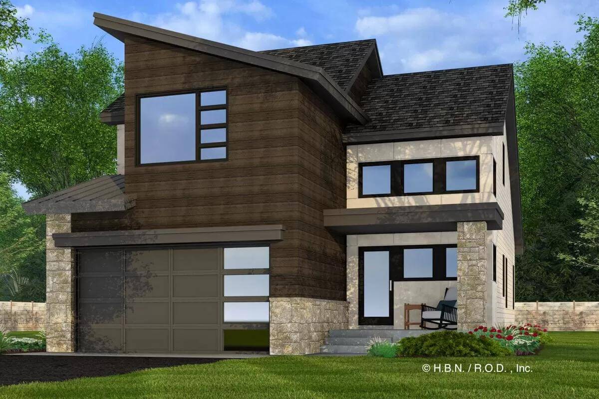 Modern Style 3-Bedroom Home with Double Garage and Front Porch (Floor Plan)