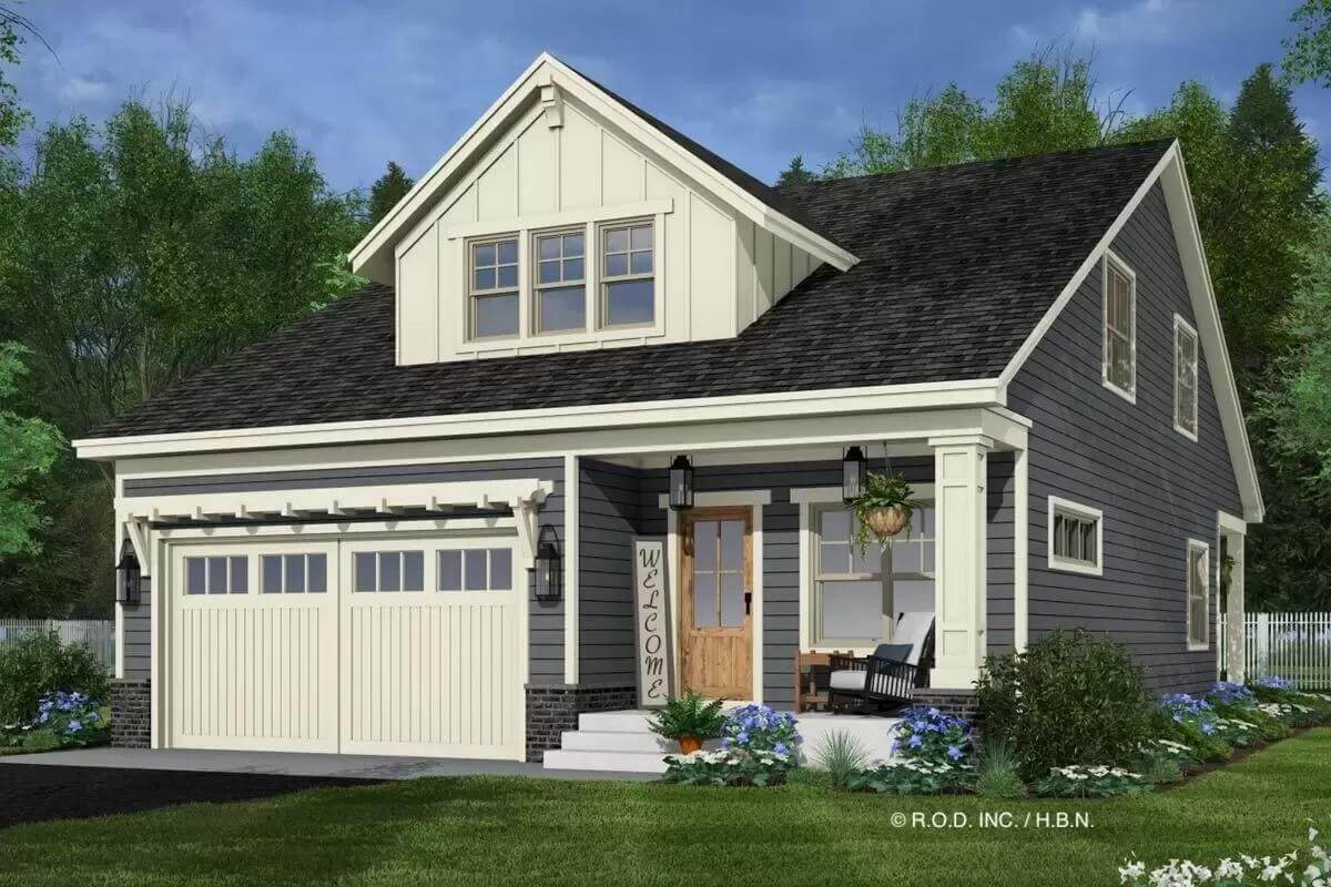 Craftsman Style 5-Bedroom Home with Covered Front and Back Porches (Floor Plan)