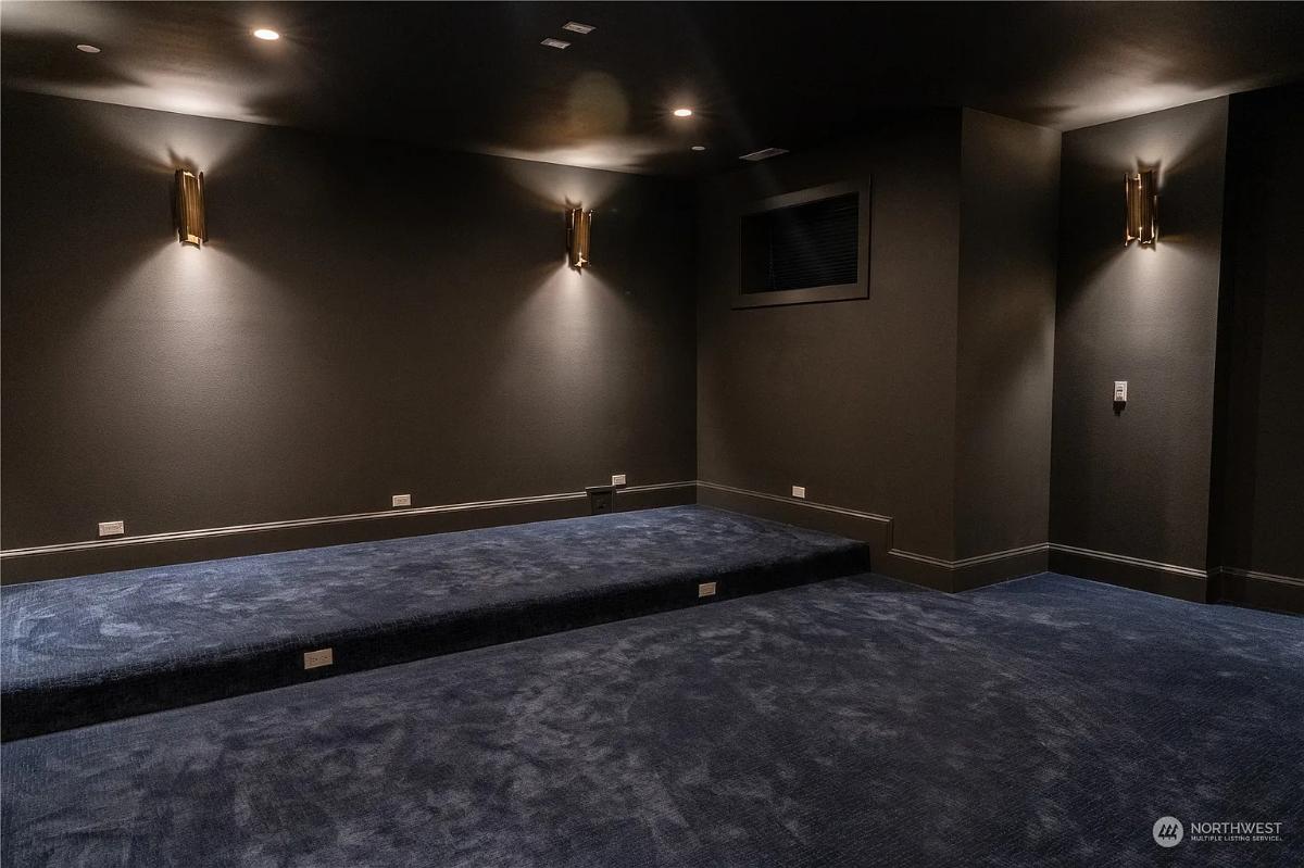 Home theater with custom lighting.