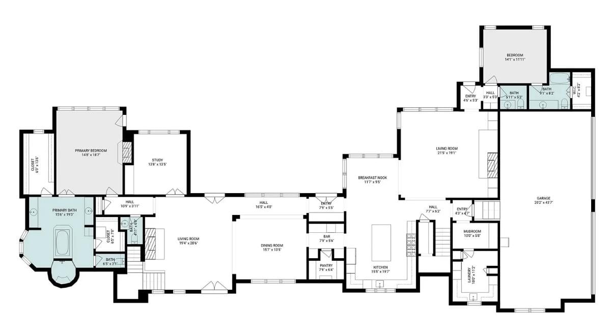 Floor plan of the mansion - first floor.