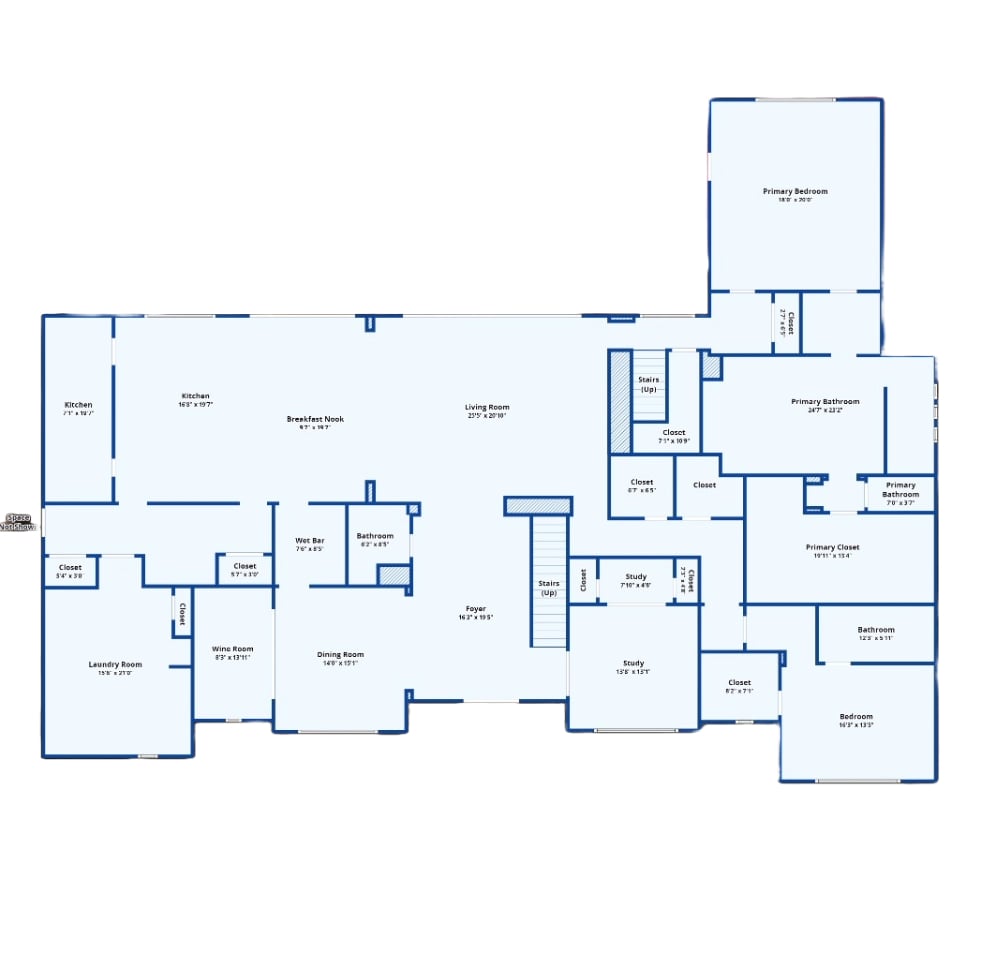 Floor plan of the mansion - first floor.