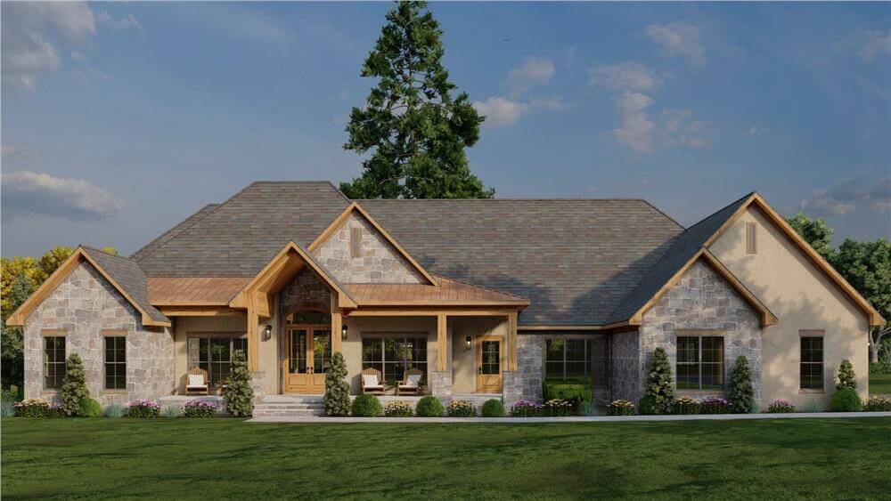 Rustic-Style 3-Bedroom Home with Open-Concept Living and Walkout Basement (Floor Plan)
