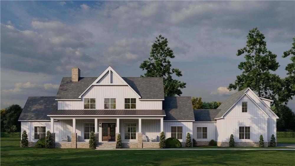 3-Bedroom Farmhouse for a Wide Lot with Balcony and Loft (Floor Plan)