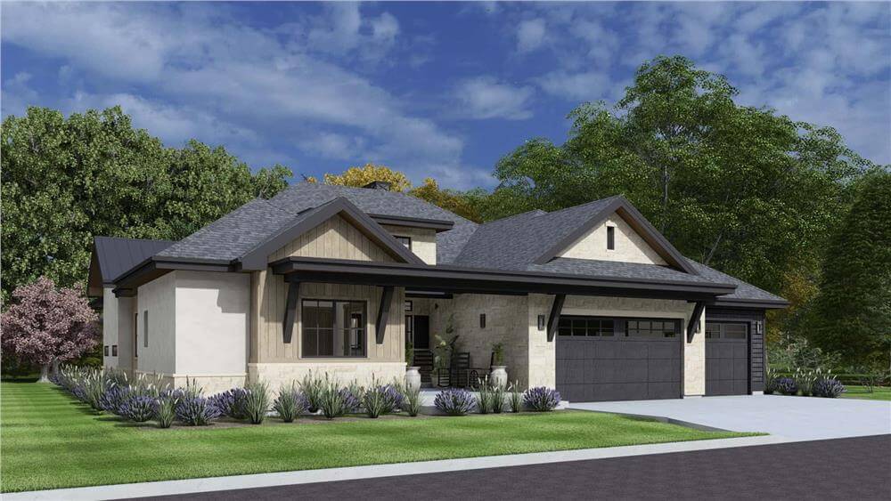 5-Bedroom Country Home with Welcoming Entry Court and Basement Expansion (Floor Plan)