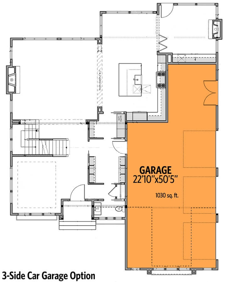 3-Car Side Garage Option