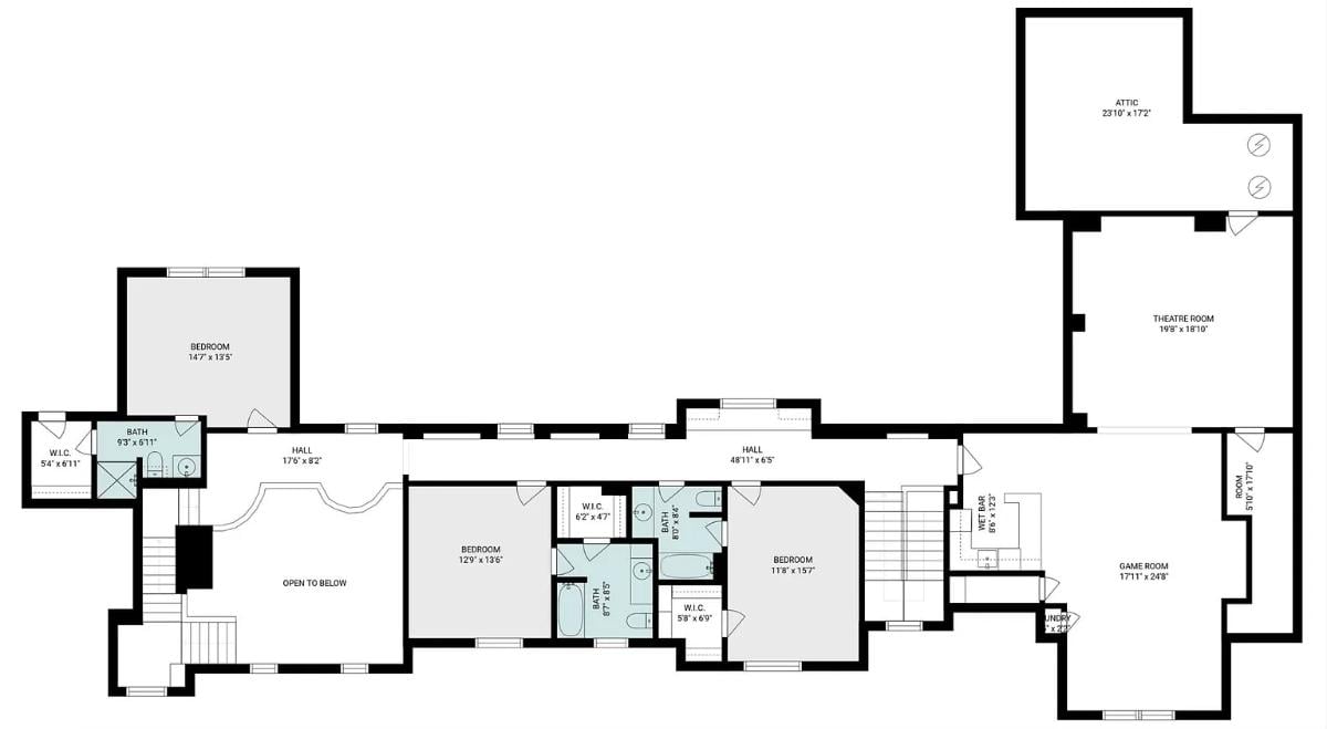 Floor plan of the mansion - second floor.