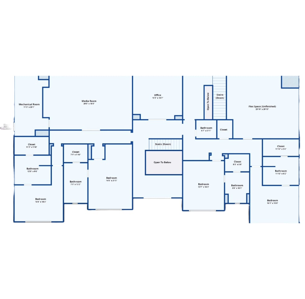 Floor plan of the mansion - second floor.