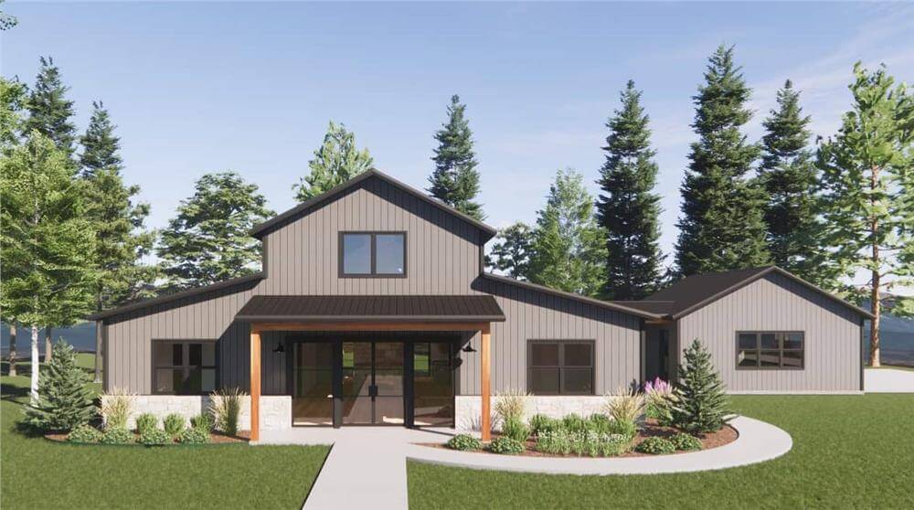 3-Bedroom Barndominium with Double Garage and Open-Concept Living Floor (Plan)