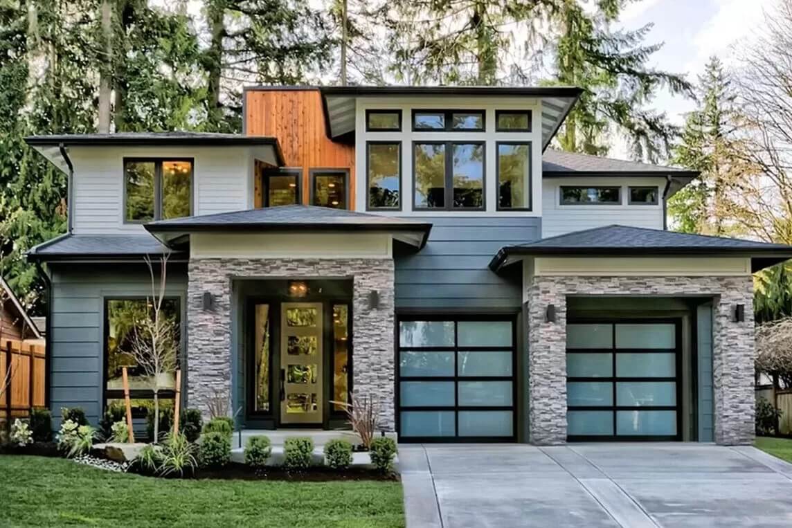 4-Bedroom Contemporary Northwest Home with 3-Car Tandem Garage and Bonus Room (Floor Plan)