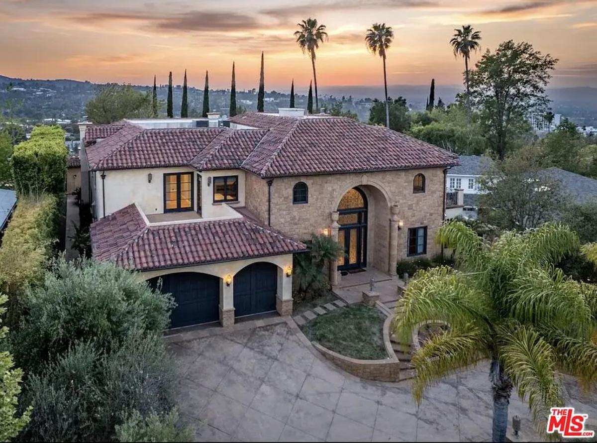 Aerial front view of the mansion.