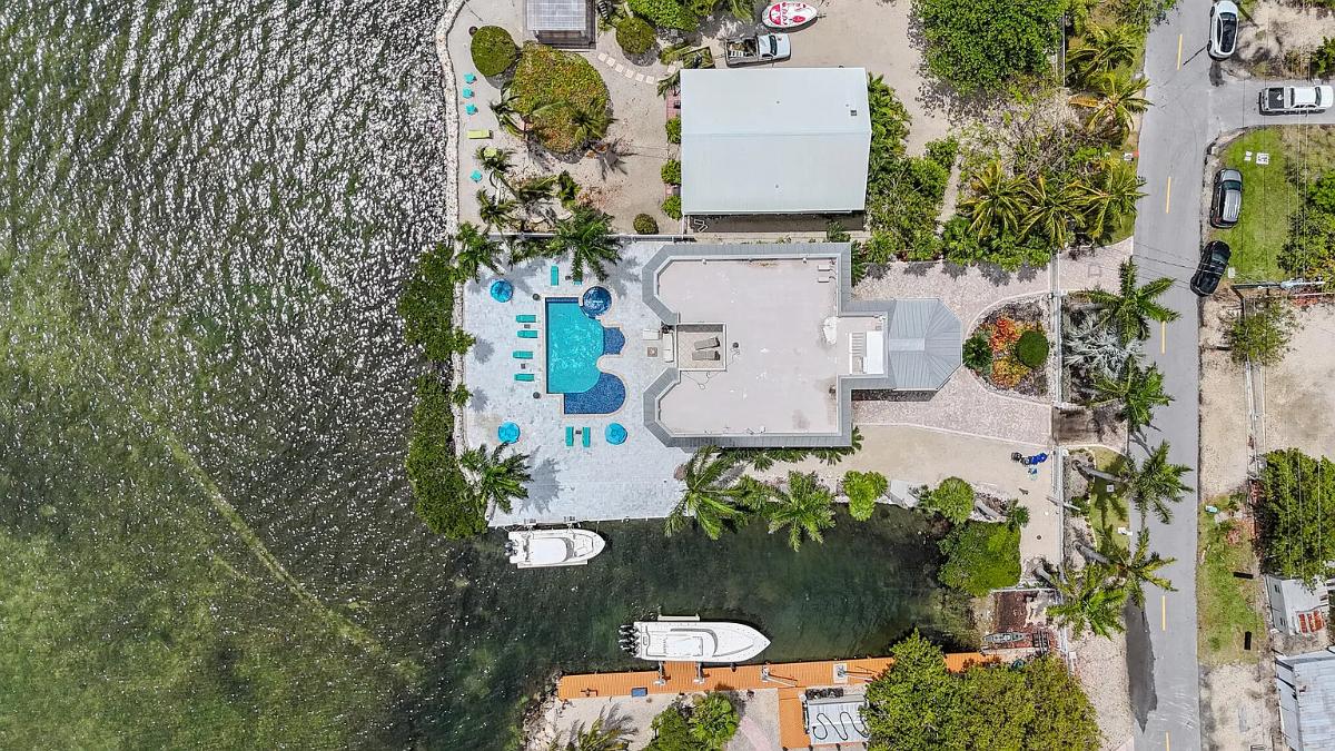 Aerial top view of the mansion.