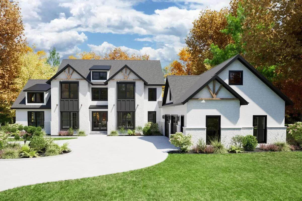 Transitional 5-Bedroom New American Home with Balcony and Lower Level Expansion (Floor Plan)