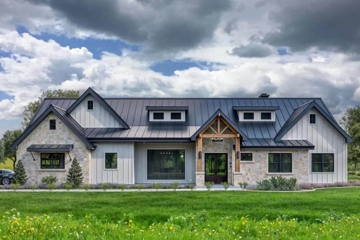 4-Bedroom New American Home with Covered Patio and Flex Room (Floor Plan)