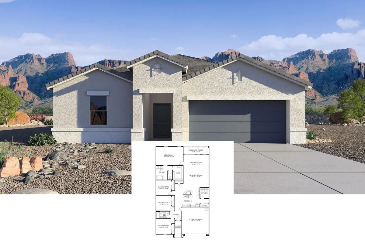 4-Bedroom Single Family Home with Covered Patio and Double Garage (2,051 Sq. Ft. Floor Plan)