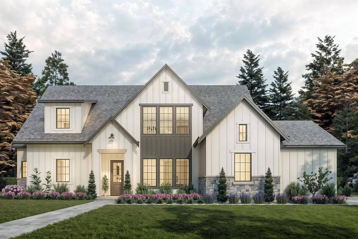 Rustic 5-Bedroom New American Home with Loft and Jack & Jill Bathroom (Floor Plan)