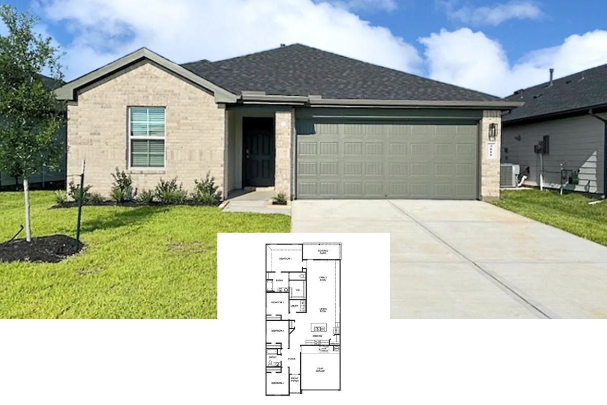 4-Bedroom Single Family Home with Covered Patio and Two-Car Garage (1,778 Sq. Ft. Floor Plan)