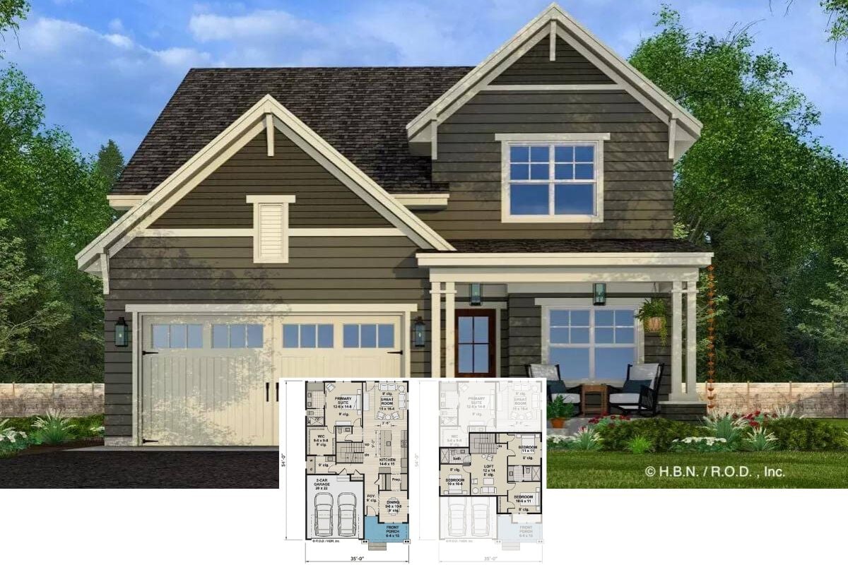 Traditional-Style Home with 4 Bedrooms and a Loft (Floor Plan)