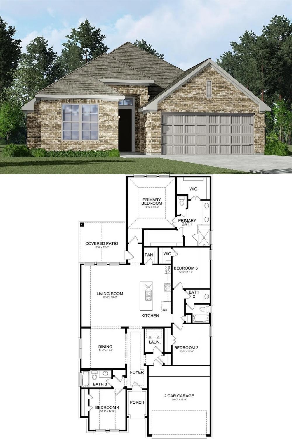 4-Bedroom Single Family Home with Covered Patio and Double Garage 