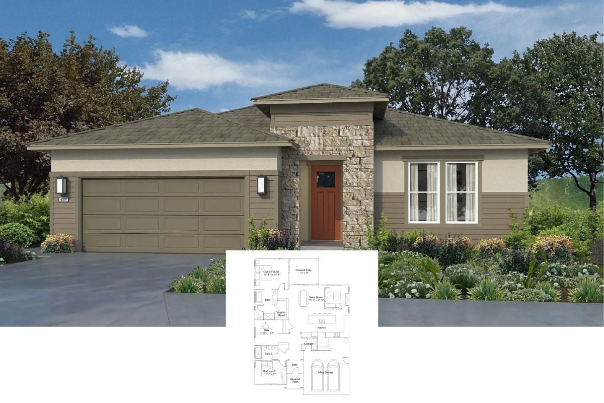 2-Bedroom Single Family Home with Rear Covered Patio (1,903 Sq. Ft. Floor Plan)