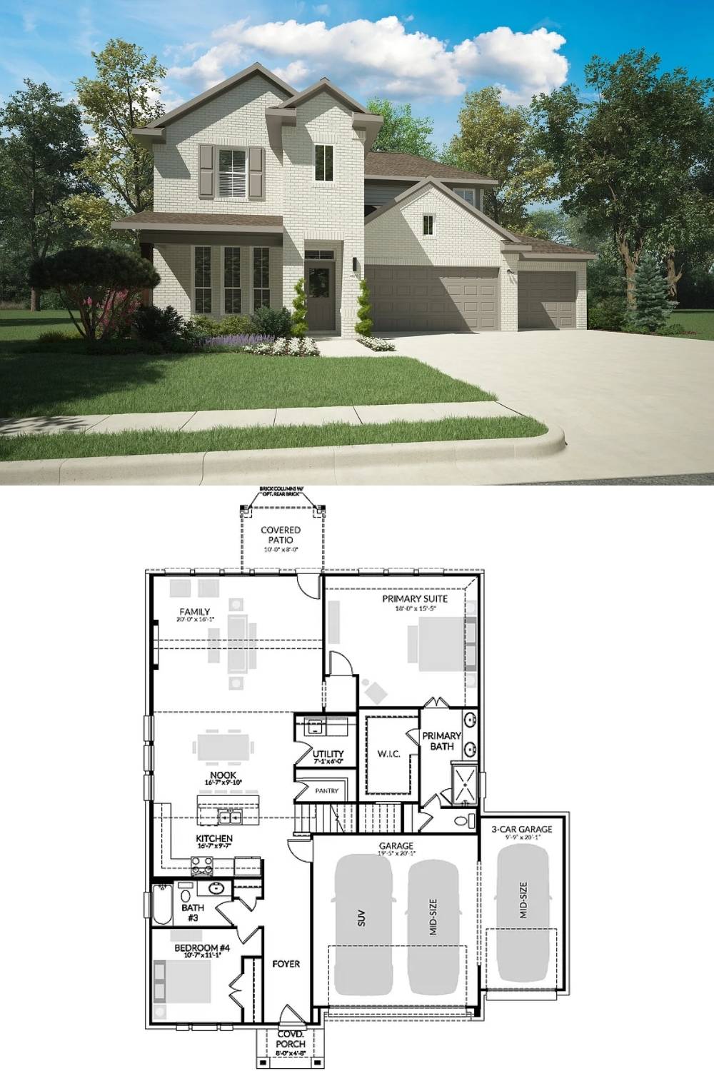 4-Bedroom Single Family Home with Covered Porch and Patio 