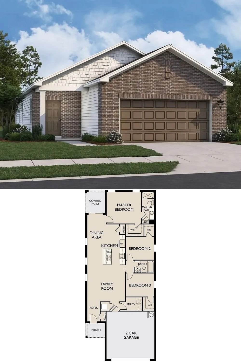 3-Bedroom Home with 2-Car Garage and Covered Patio 