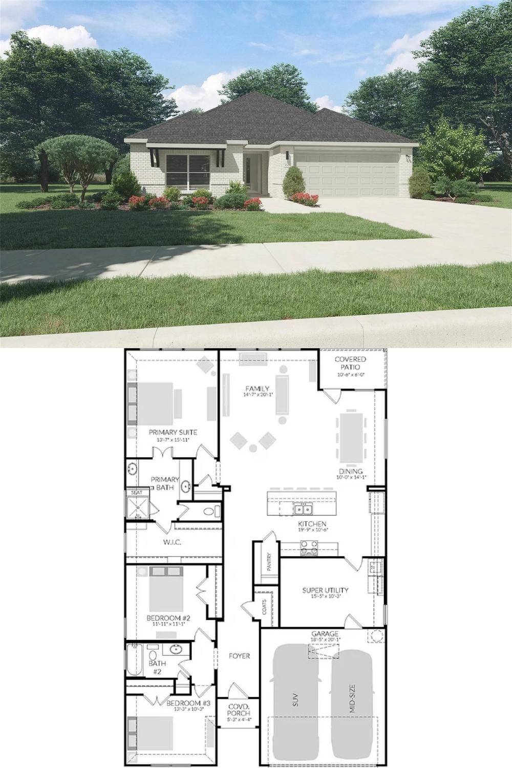 3-Bedroom Single Family Home with Covered Porch and Patio 